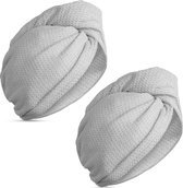 Navaris haarhanddoek - Set van 2 - Hoofdhanddoek voor het drogen van haar - Haartulband van microvezel - Tulband in grijs - Sneldrogend