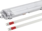 60cm LED armatuur IP65 + 2 LED TL buizen 18W p/s - 3000K 830 warm wit licht - Compleet