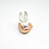 Vogeltje Houten bijtring - wit