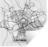 Muurstickers - Stadskaart - Groningen - Grijs - Wit - 120x120 cm - Plakfolie XXL - Plattegrond