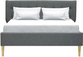 Vintage volwassen bed - Donkergrijze stof - Inclusief boxspring - 140 x 190 cm - WING