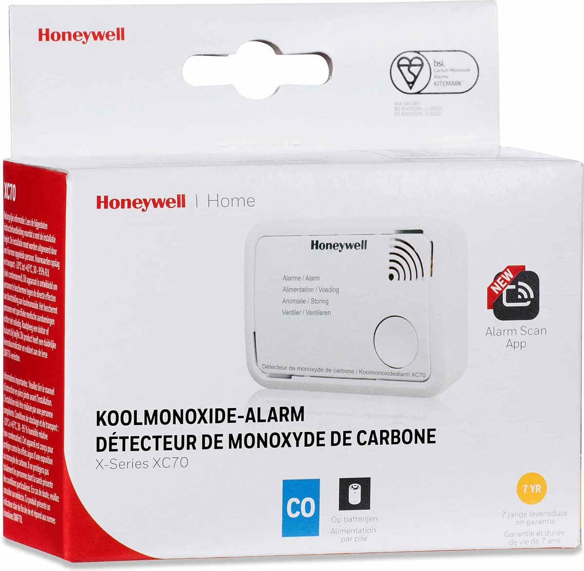 Honeywell XC70-IT Dispositif dalarme pour monoxyde de Carbone à Pile XC70 