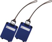 Pakket van 2x stuks kofferlabels kobalt blauw 9,5 cm - Reiskoffer reisaccessoire