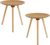 2x stuks houten bijzettafels/plantenstandaard rond 42 cm - plantenhouder/plantentafel/oppottafel