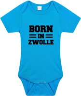 Born in Zwolle tekst baby rompertje blauw jongens - Kraamcadeau - Zwolle geboren cadeau 80 (9-12 maanden)