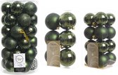 59x stuks kunststof kerstballen donkergroen 4, 6 en 8 cm - Kerstversiering/kerstboomversiering