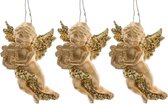 6x stuks gouden engel met harp kerstversiering hangdecoratie 10 cm