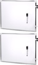 2x stuks magnetische whiteboards met marker met wisser 80 x 60 cm - Kantoorbenodigdheden - Schoolborden