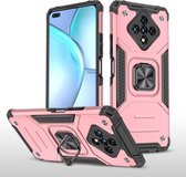 Voor Infinix Zero 8 Magnetic Armor Schokbestendig TPU + pc-hoesje met metalen ringhouder (roségoud)