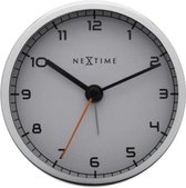 NeXtime - Wekker - 9 x 9 x 7.5 cm - Metaal - Wit - 'Company Alarm'