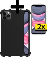 Hoes voor iPhone 11 Pro Max Hoesje Zwart Shock Proof Case Met 2x Screenprotector Dichte Notch - Hoes voor iPhone 11 Pro Max Case Hoesje - Hoes voor iPhone 11 Pro Max Hoes Cover