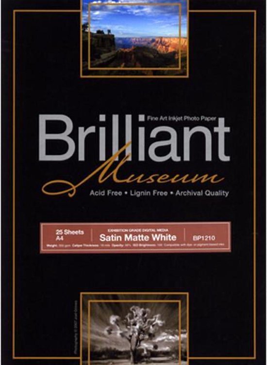 Brilliant Museum inkjet papier Satin Matte White 300grams A3+ 25 vel