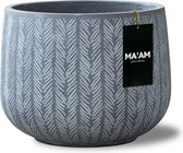 MA'AM Ivy - lage bol bloempot - 29x22 grijs/antraciet visgraat - industrieel scandinavisch decoratie buiten