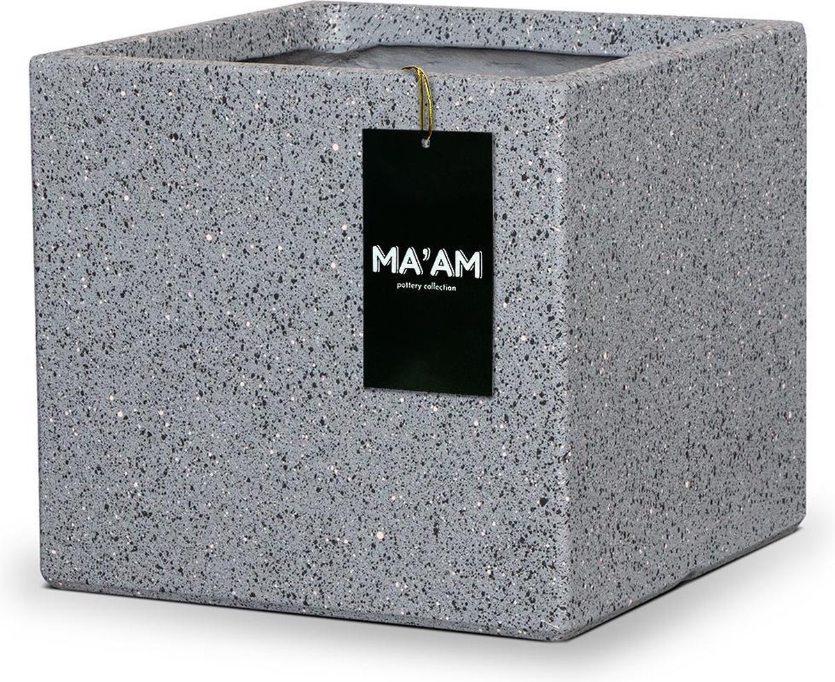 MA'AM Leah - Plantenbak - vierkant - L44xH36 - Grijs - granito - Vorstbestendig - Afwateringsgat - Lichtgewicht