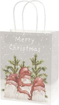 Papieren zakken 120 g. H: 23 cm. B: 18x9 cm. groen. grijs. wit. rood - 3 st