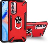 Voor OPPO Reno4 Pro pc + TPU-beschermhoes met 360 graden draaibare ringhouder (rood)