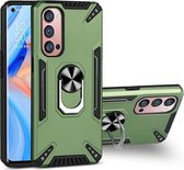 Voor OPPO Reno4 Pro pc + TPU-beschermhoes met 360 graden draaibare ringhouder (donkergroen)