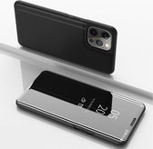 Plated Mirror Horizontal Flip Leather Case met houder voor iPhone 13 Pro (zwart)