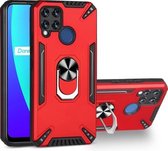 Voor Realme C15 PC + TPU-beschermhoes met 360 graden draaibare ringhouder (rood)