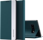 Voor Samsung Galaxy S10 Plus Side gegalvaniseerde magnetische ultradunne horizontale flip lederen hoes met houder (groen)