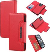 Litchi-textuur Afneembare horizontale flip PU-lederen hoes met houder & kaartsleuven & portemonnee & fotolijst voor iPhone 13 Pro Max (rood)