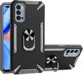 Voor OPPO Reno4 PC + TPU-beschermhoes met 360 graden draaibare ringhouder (grijs)