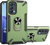 Voor OPPO Reno5 Pro 5G PC + TPU-beschermhoes met 360 graden draaibare ringhouder (donkergroen)