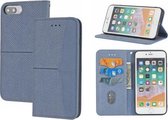 Geweven textuur stiksels magnetische horizontale flip PU lederen tas met houder & kaartsleuven & portemonnee & lanyard voor iPhone 8 Plus/7 Plus (grijs)