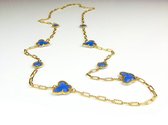 long collier en argent collier collier plaqué or jaune Modèle Papillon et Globe avec pierres bleues
