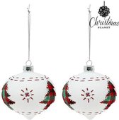 Kerstballen 8 cm (2 uds) Kristal Wit