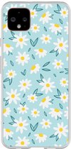 Google Pixel 4 Hoesje Siliconen - Abstract floral blue Case/Cover TPU - Smartphonebooster.nl