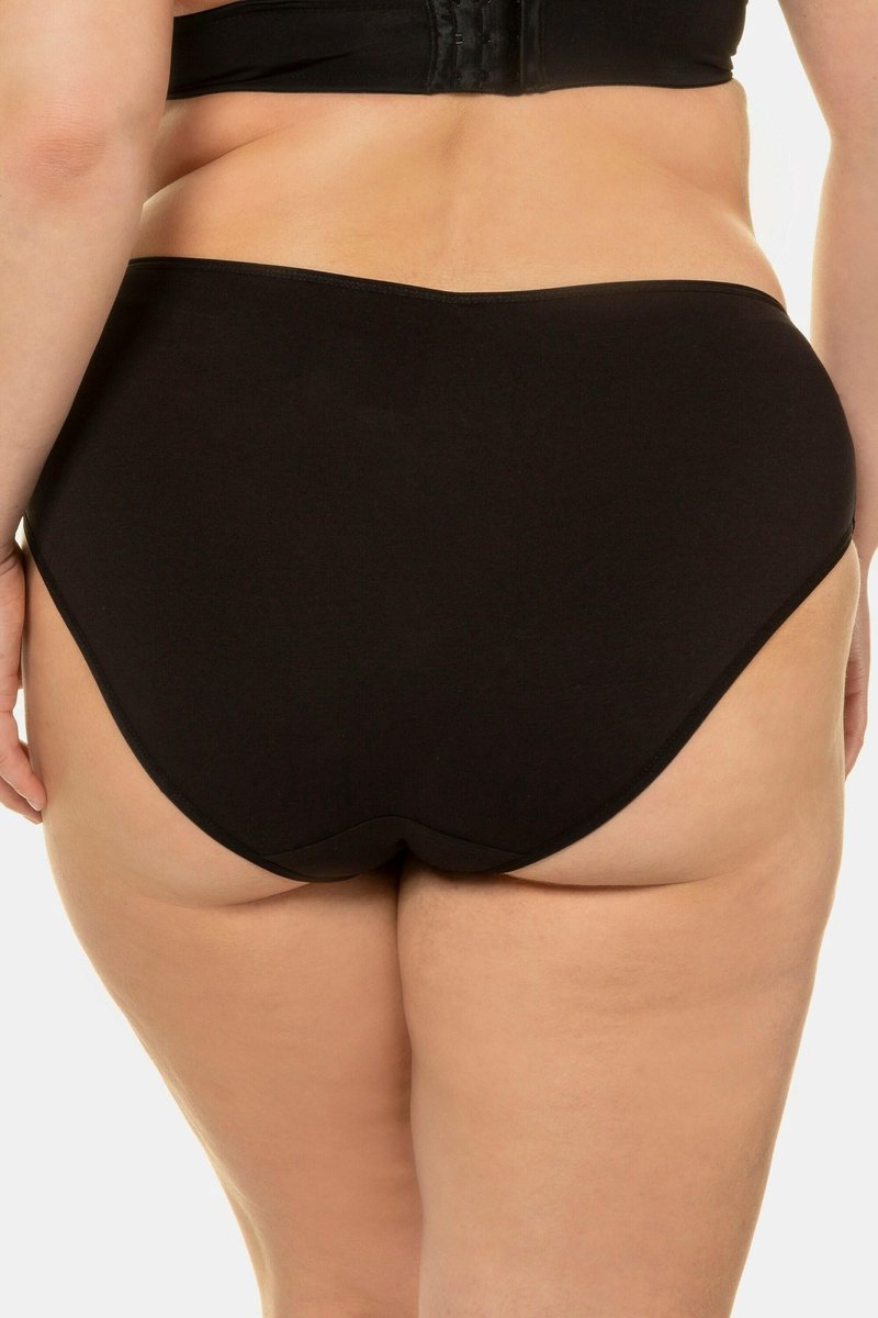 Ulla Popken - Dames - Midislips set van 5 effen - Klassiek zwart - Maat 50+