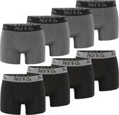 Phil & Co Zwarte Boxershorts Heren Effen Zwart / Antraciet8-Pack - Maat XXL | Onderbroek