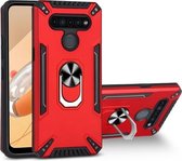 Voor LG K41S PC + TPU-beschermhoes met 360 graden draaibare ringhouder (rood)