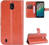 Voor Nokia C01 Plus Crazy Horse Textuur Horizontale Flip Leather Case met Houder & Kaartsleuven & Lanyard (Bruin)