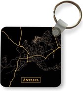 Porte-clés - Cadeaux - Carte - Antalya - Or - Zwart - Plastique