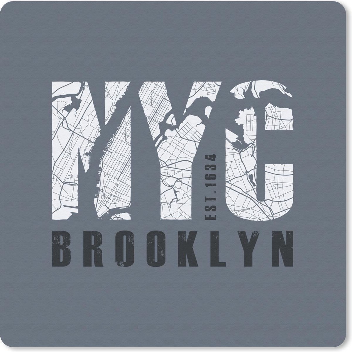 Muismat 30x30 cm - Mousepad New York - Blauw - NYC - Muismatten