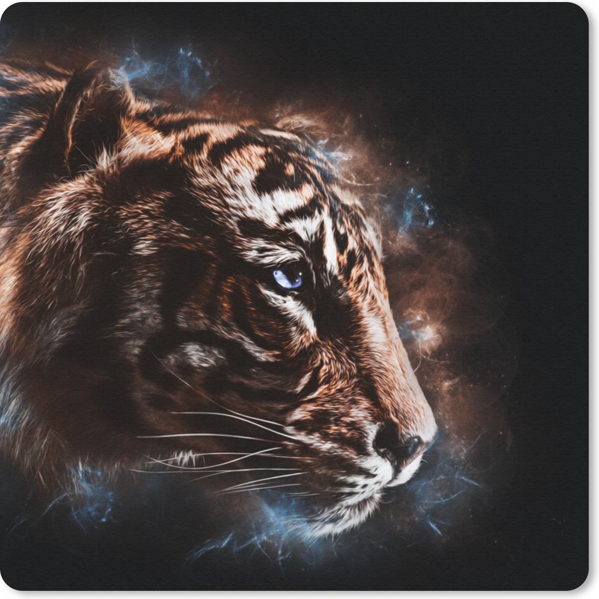 Muismat 20x20 cm - Mousepad Tijger - Dieren - Oranje - Muismatten