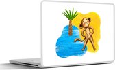 Laptop sticker - 13.3 inch - Aap - Strand - Palmboom - Zee - 31x22,5cm - Laptopstickers - Laptop skin - Cover