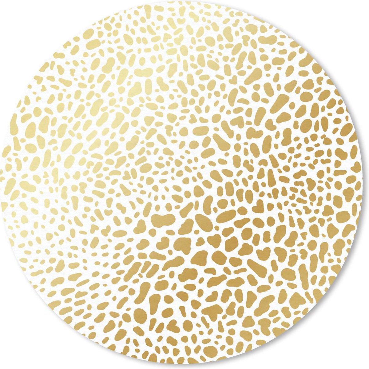 Muismat rond 20x20 cm - Mousepad Panterprint - Goud - Wit - Ronde muismatten