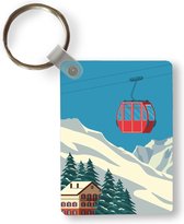 Sleutelhanger - Skilift - Vintage - Illustratie - Alpen - Uitdeelcadeautjes - Plastic