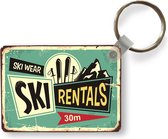 Sleutelhanger - Ski - Vintage - Reclamebord - Tekening - Uitdeelcadeautjes - Plastic