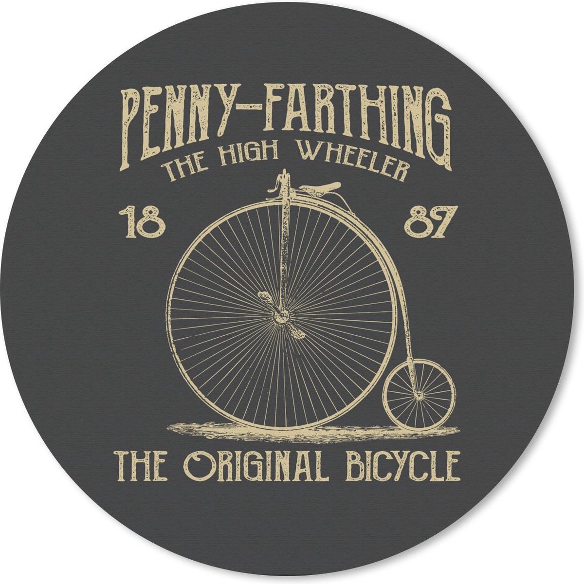 Muismat rond 20x20 cm - Mousepad Fiets - Wielen - Vintage - Ronde muismatten