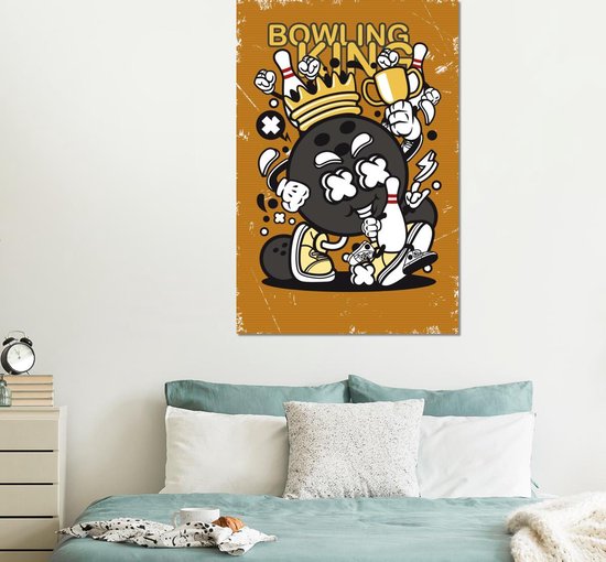 Plaque murale Métal - Décoration murale Métal - Vintage - Bowling - King - 100x150 cm - Dibond