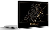 Laptop sticker - 13.3 inch - Stadskaart - Den Haag - Goud - Zwart - 31x22,5cm - Laptopstickers - Laptop skin - Cover