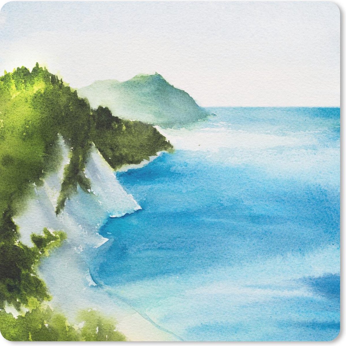 Muismat 30x30 cm - Mousepad Zee - Berg - Waterverf - Muismatten