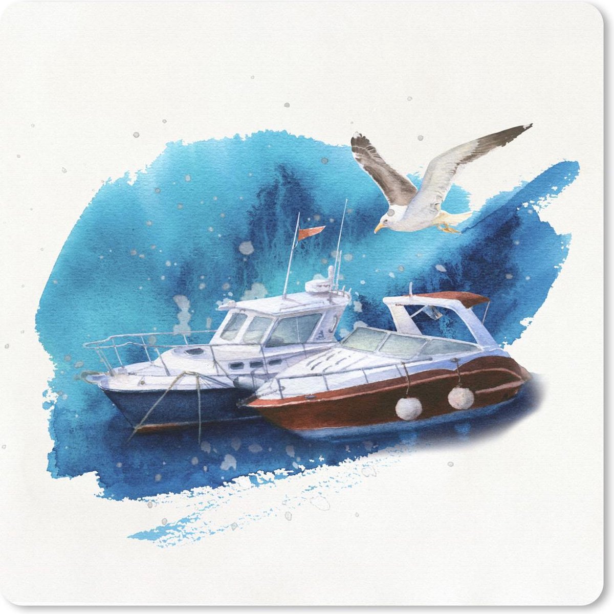 Muismat 20x20 cm - Mousepad Boot - Vogel - Waterverf - Muismatten