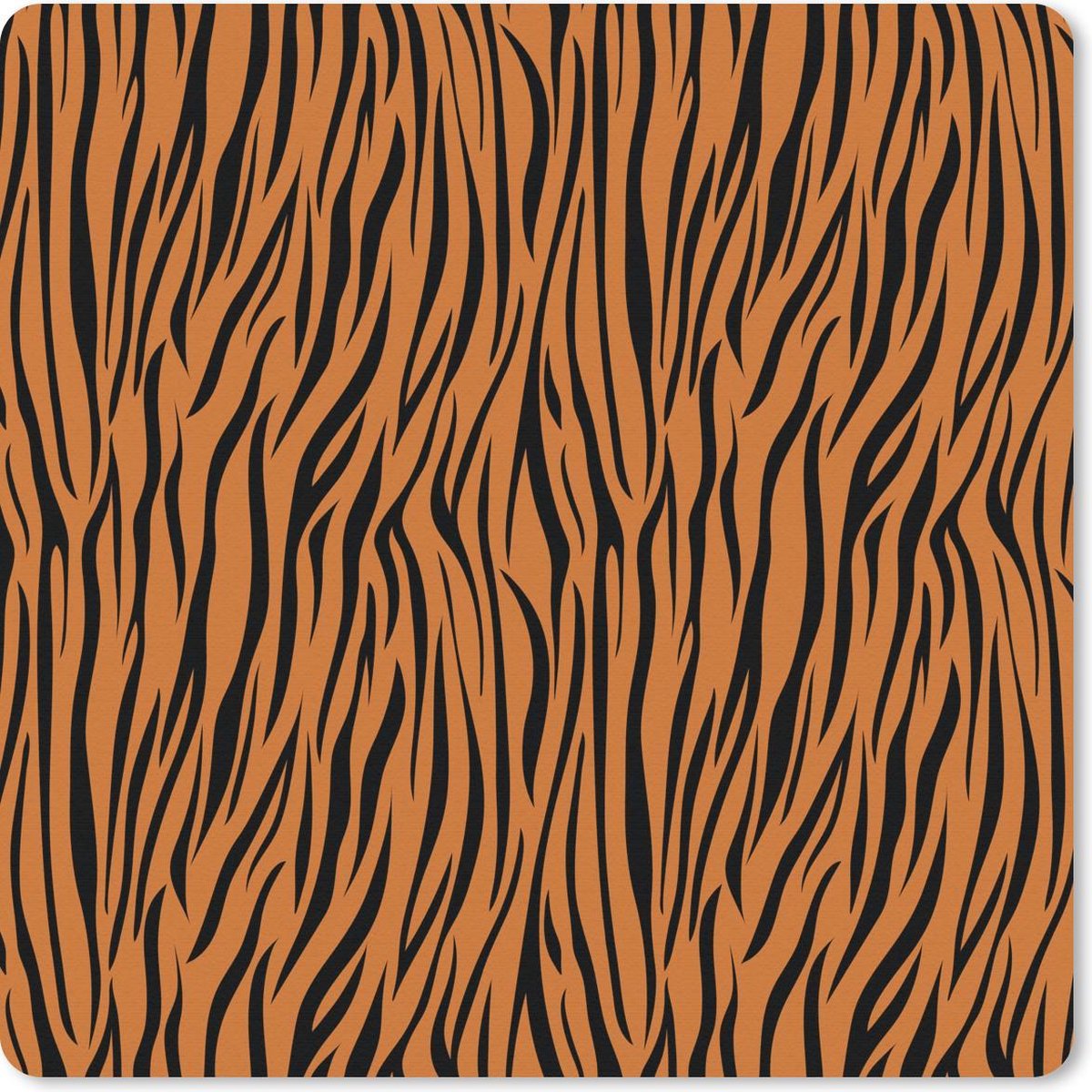 Muismat 20x20 cm - Mousepad Tijgerprint - Bruin - Zwart - Muismatten