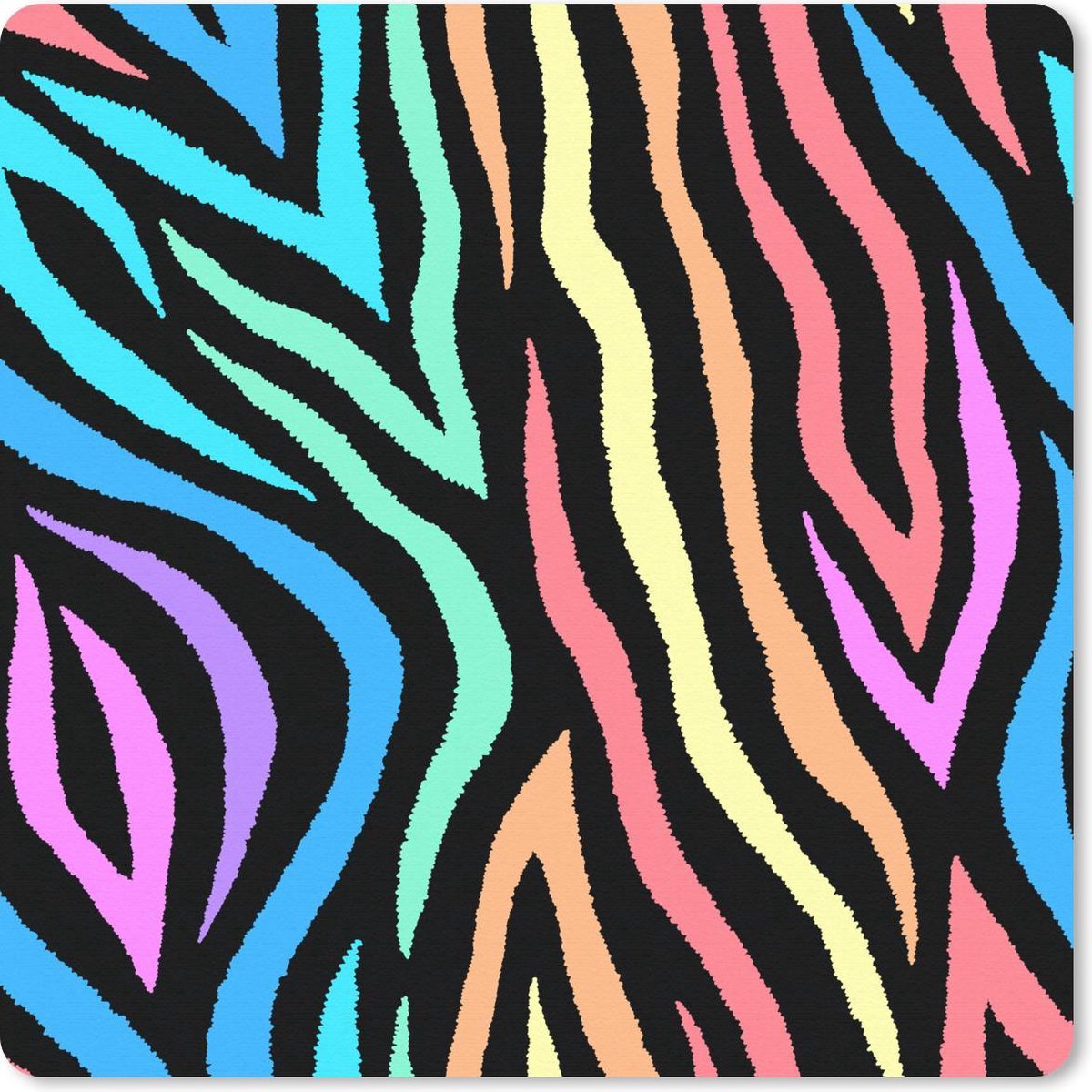 Muismat 20x20 cm - Mousepad Patronen - Zebra - Kleuren - Muismatten