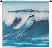 Wandkleed - Wanddoek - Golf - Zee - Waterverf - 150x150 cm - Wandtapijt